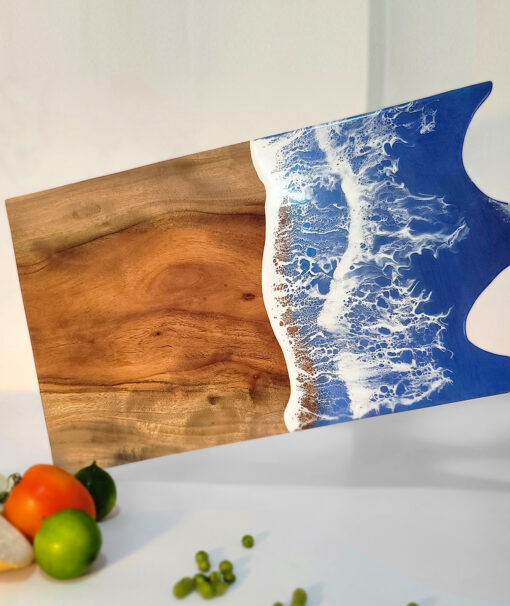 Whale Tail Ocean Wave Wood & Resin Cutting Board - Image 8