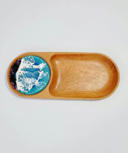 Oval Resin Tray with Ocean Waves