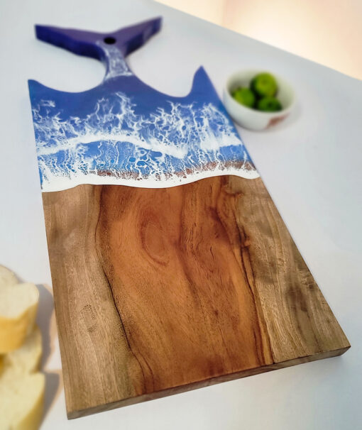 Whale Tail Ocean Wave Wood & Resin Cutting Board - Image 5