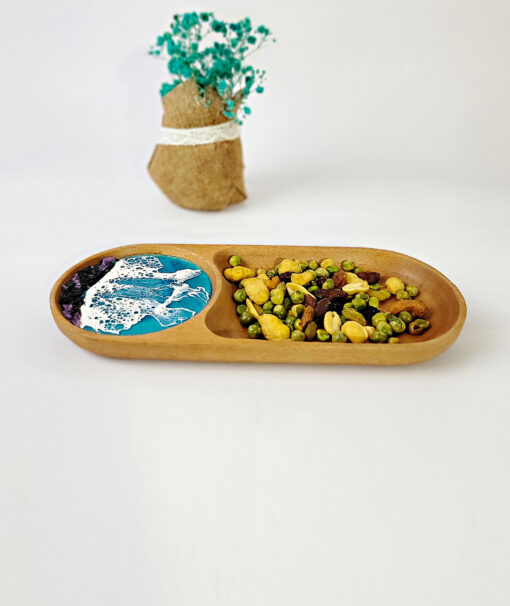 Oval Resin Tray with Ocean Waves - Image 3