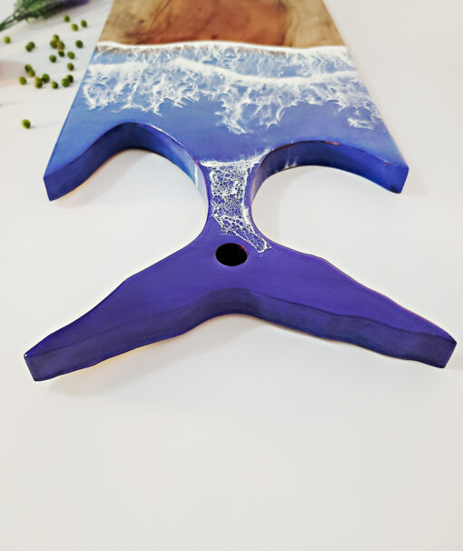 Whale Tail Ocean Wave Wood & Resin Cutting Board - Image 3