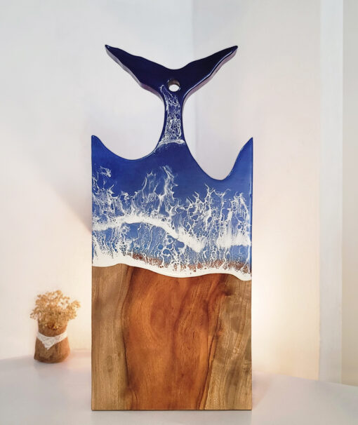 Whale Tail Ocean Wave Wood & Resin Cutting Board