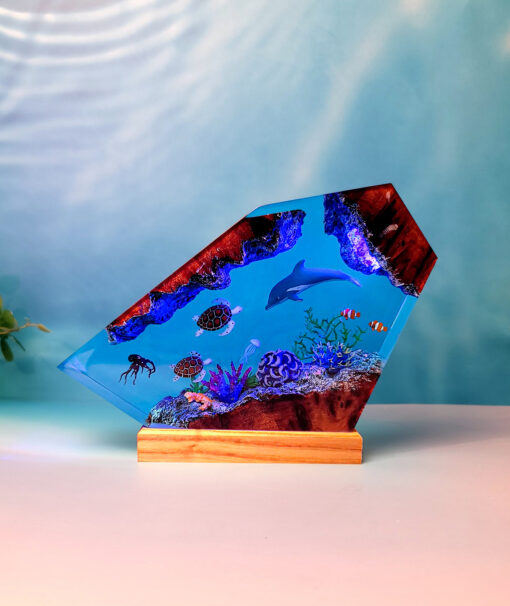 Ocean Dolphin & Sea Turtle Resin Night Lamp - Image 8