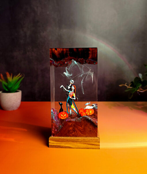 JS01 Jack & Sally Halloween Resin Night Lamp