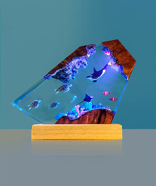 Ocean Dolphin & Sea Turtle Ver 2 Resin Night Lamp