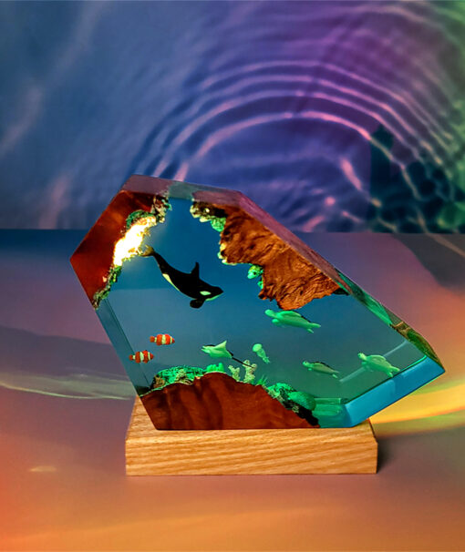 Ocean Dolphin & Sea Turtle Ver 2 Resin Night Lamp - Image 2