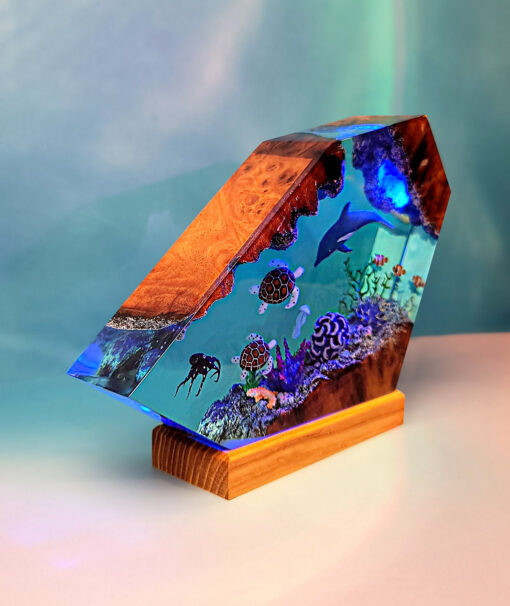 Ocean Dolphin & Sea Turtle Resin Night Lamp - Image 2