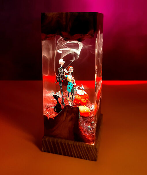 JS01 Jack & Sally Halloween Resin Night Lamp - Image 6