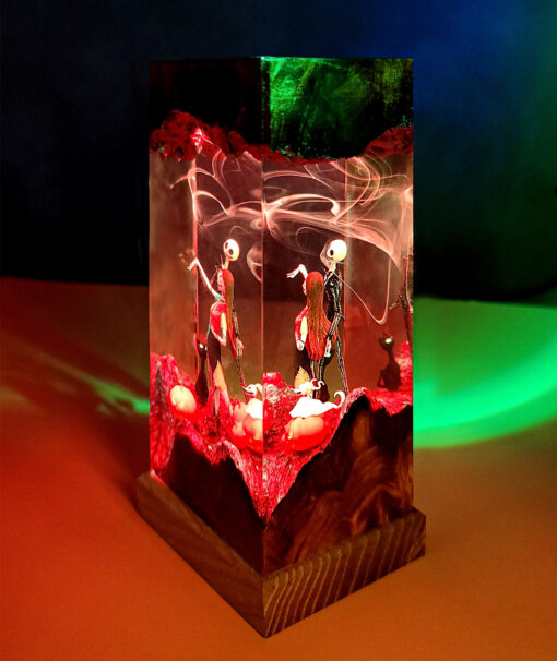 JS01 Jack & Sally Halloween Resin Night Lamp - Image 5