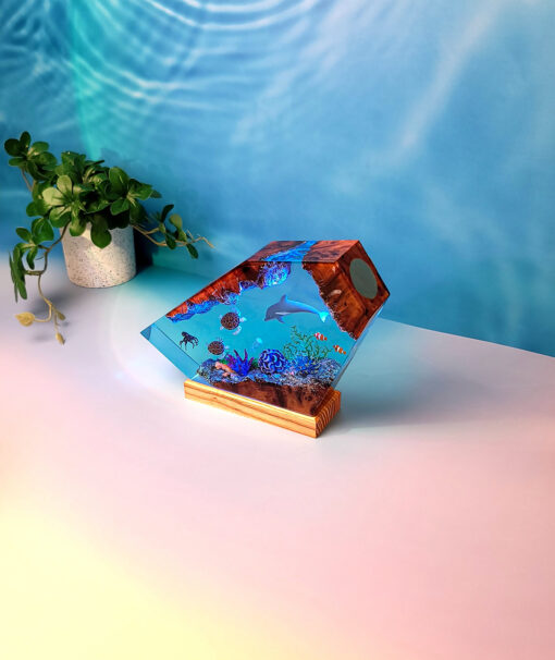 Ocean Dolphin & Sea Turtle Resin Night Lamp - Image 4