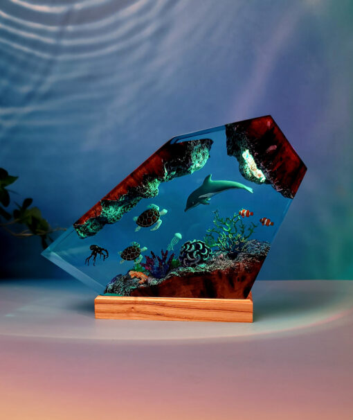 Ocean Dolphin & Sea Turtle Resin Night Lamp